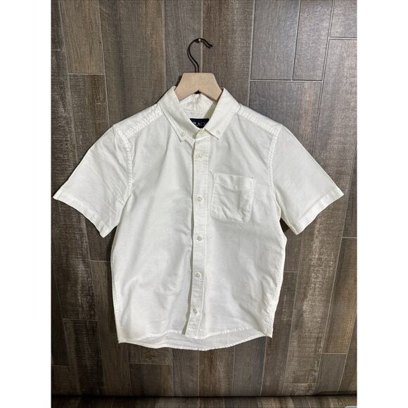 Children's Place Boys‎ Large L/G 10/12 White Short Sleeve Button Dress Shirt - Picture 1 of 7